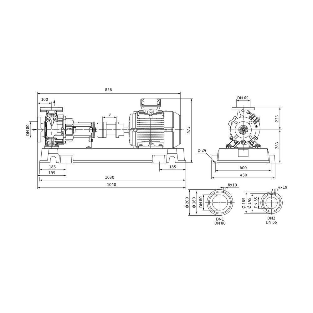 Wilo Atmos GIGA N Trockenläufer-Normpumpe 65/200-4/4-P5, 400V, DN 80/65, PN 16, 4kW... WILO-6086770 4048482983370 (Abb. 3)
