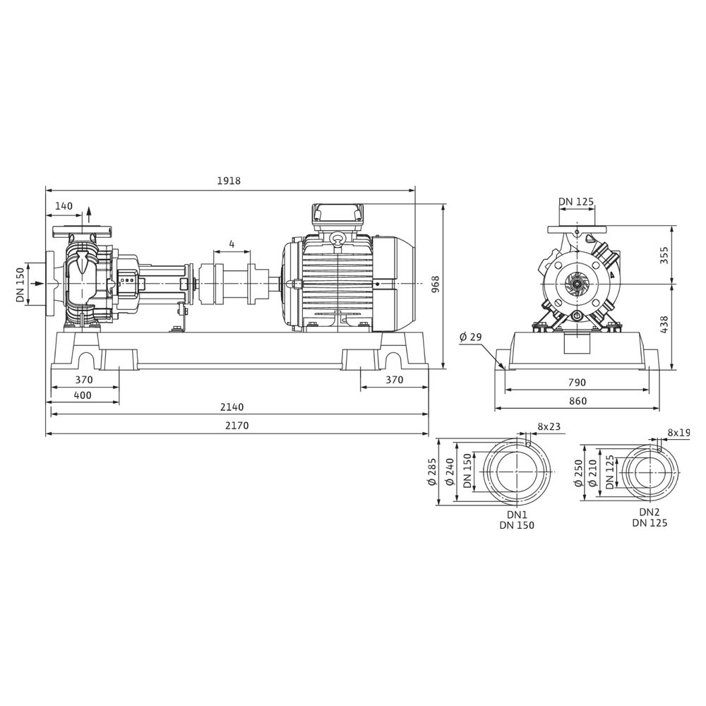 Wilo Atmos GIGA N Trockenläufer-Normpumpe 125/250-160/2-P5, 400V, DN 150/125, PN 16, 160k... WILO-6096235 4062679334035 (Abb. 2)
