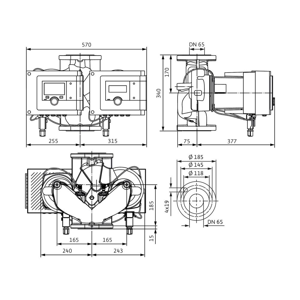 Wilo Nassläufer-Premium-Smart-Doppelpumpe Stratos MAXO-D 65/0,5-12 PN 16 890W... WILO-2186302 4048482798264 (Abb. 2)