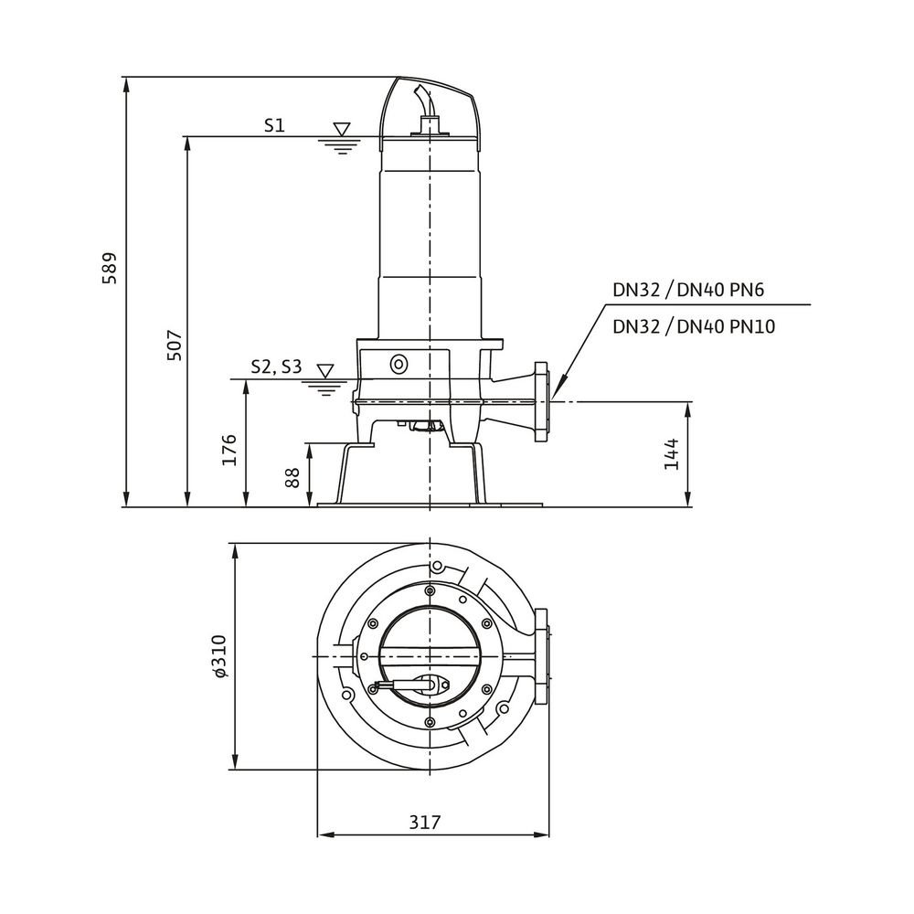 Wilo Rexa FIT Schneidwerkpumpe S03-123A/21M015-523/A, 230V, PN 6/10, DN 32/40, 1,5kW... WILO-6098143 4062679388199 (Abb. 2)
