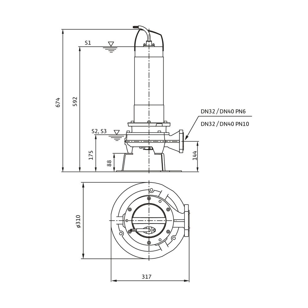Wilo Rexa FIT Schneidwerkpumpe S03-224A/21T025-540/O, 400V, PN 6/10, DN 32/40, 2,5kW... WILO-6098146 4062679388229 (Abb. 2)