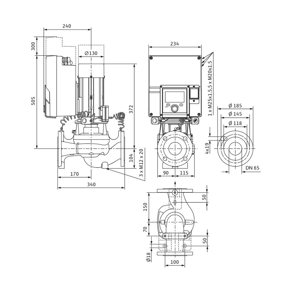 Wilo Stratos GIGA Trockenläufer-Hocheffizienz-Einzelpumpe 2.0-I 65/1-15/M-1,5-R1-S1, 230V... WILO-2207010 4062679114699 (Abb. 2)