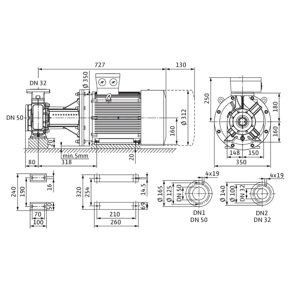 Wilo Atmos GIGA B Trockenläufer-Blockpumpe 32/210-11/2-S1, 400V, DN 50/32, PN 16, 11kW... WILO-2222635 4062679283500 (Abb. 2)