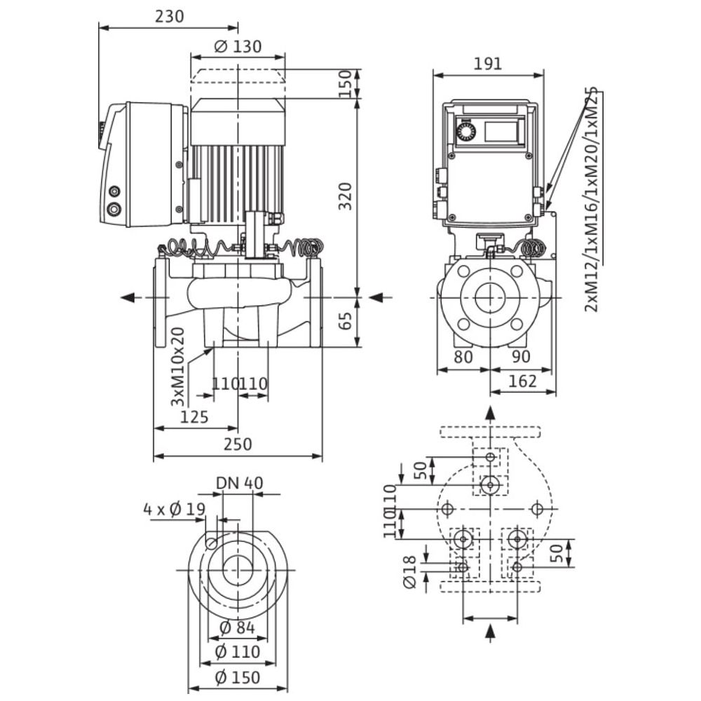 Wilo Trockenläufer-Energiespar-Einzelpumpe IP-E 40/115-0, 55/2-R1, DN40, 0.55kW... WILO-2158878  (Abb. 3)