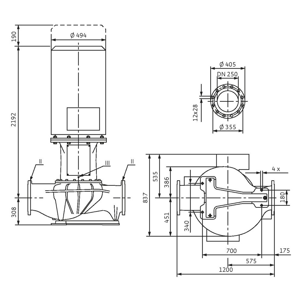 Wilo Atmos GIGA I Trockenläufer-Standard-Einzelpumpe 250/470-200/4-S1, 400V, DN 250, PN 1... WILO-2227469 4062679314518 (Abb. 2)
