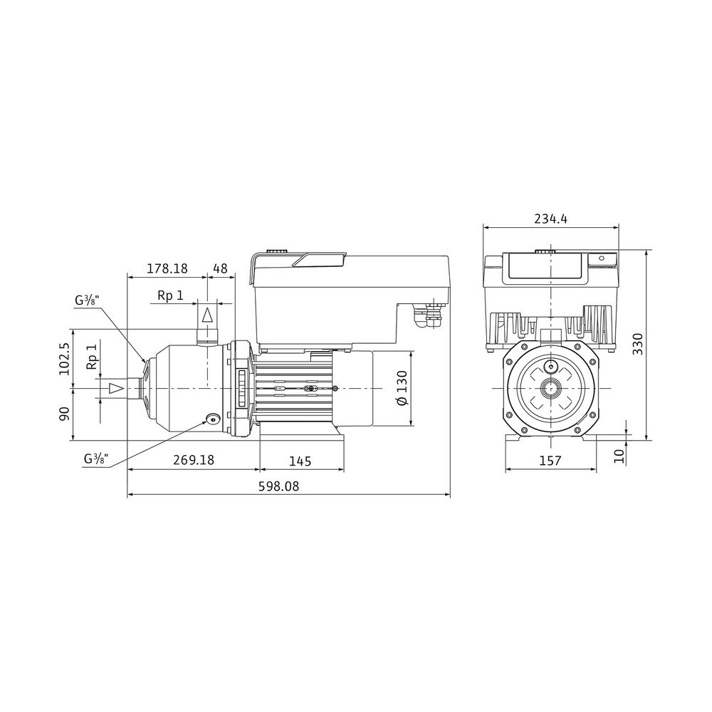 Wilo Medana Hochdruck-Kreiselpumpe CH3-LE.407-1/E/1/10T, 2,2kW, 230V, Rp 1", PN 10... WILO-4250168 4062679210094 (Abb. 2)