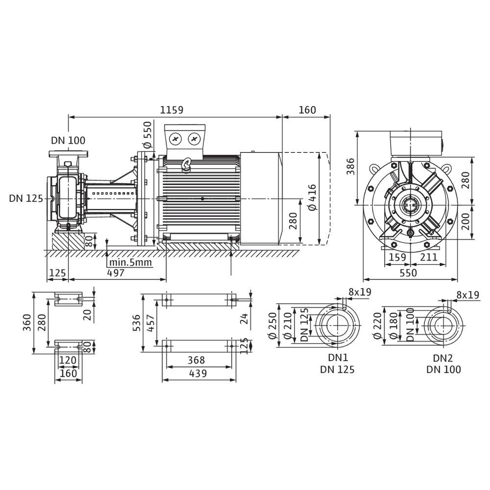 Wilo Atmos GIGA B Trockenläufer-Blockpumpe 100/200-75/2-S1, 400V, DN 125/100, PN 16, 75kW... WILO-2227509 4062679316093 (Abb. 2)