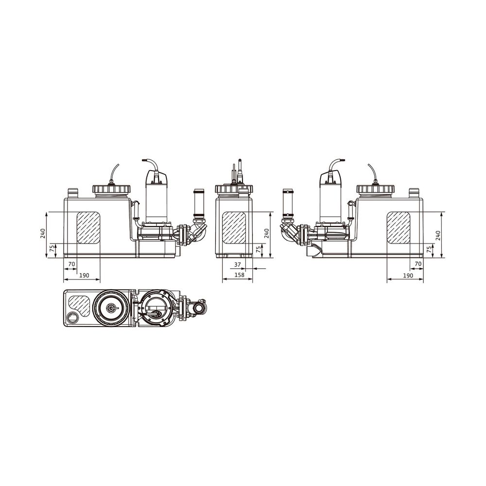 Wilo DrainLift SANI CUT-S Abwasser-Hebeanlage 20/M523/1-EF mit Schneidwerk, 230V, DN 110/... WILO-6095513 4062679283548 (Abb. 3)