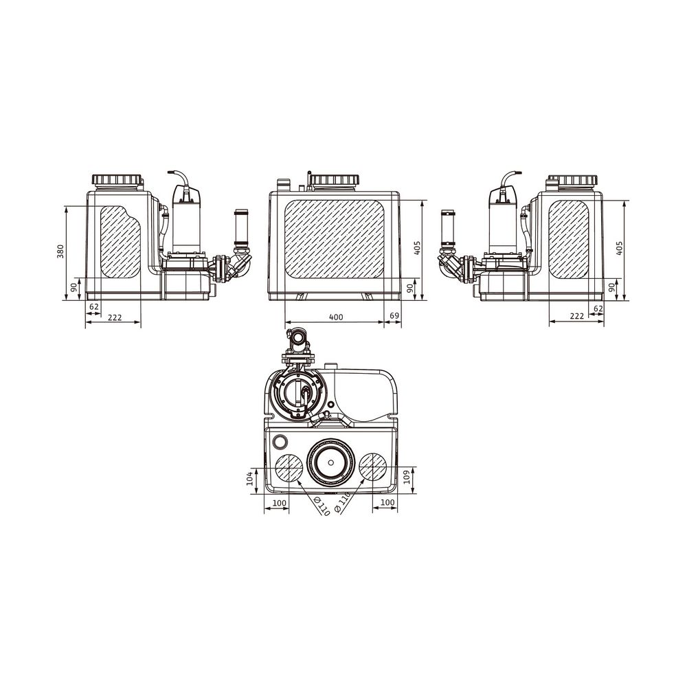 Wilo DrainLift SANI CUT-M Abwasser-Hebeanlage 27/T540/1-CEE mit Schneidwerk, 400V, DN 110... WILO-6095523 4062679283708 (Abb. 3)