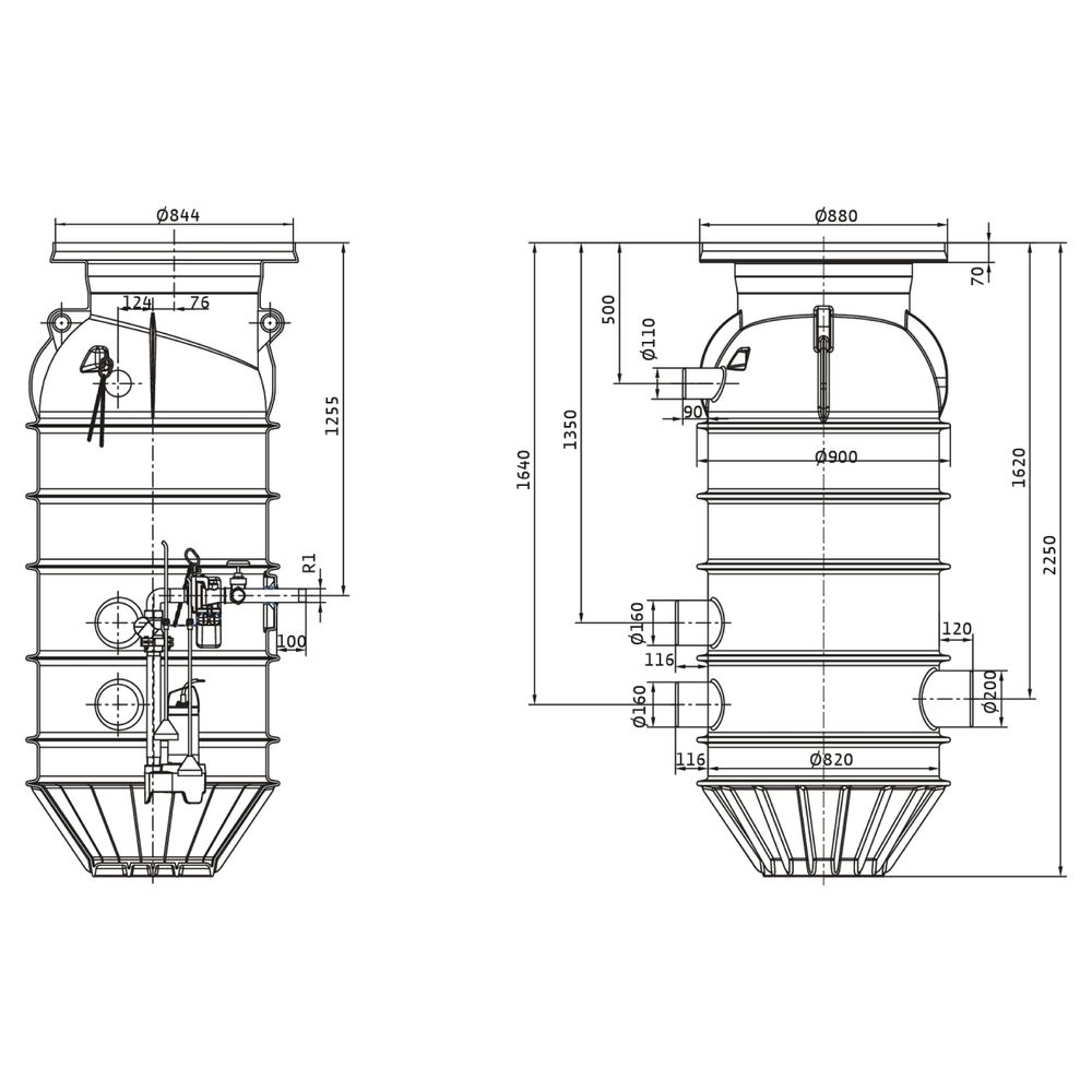 Wilo Port Pumpenschacht 800.2-2250-04D, 900 l, 1000x900x2250mm... WILO-6094909 4062679278865 (Abb. 2)