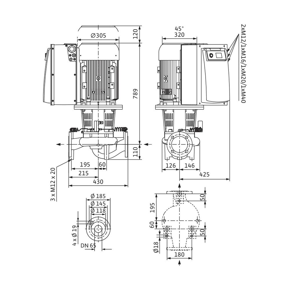 Wilo Trockenläufer-Energiespar-Einzelpumpe IL-E 65/170-11/2-R1 DN65 11kW... WILO-2153740 4048482548791 (Abb. 2)