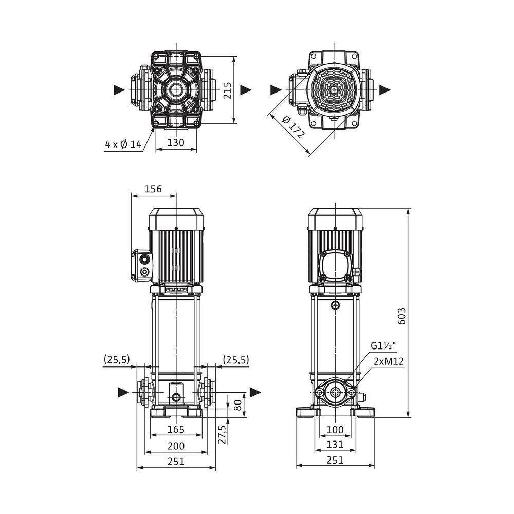 Wilo Medana Hochdruck-Kreiselpumpe CV1-L.1004-1/E/G/10O, 4,2kW, 3x460V, G 1 1/2", PN 16... WILO-4239891 4062679034201 (Abb. 2)