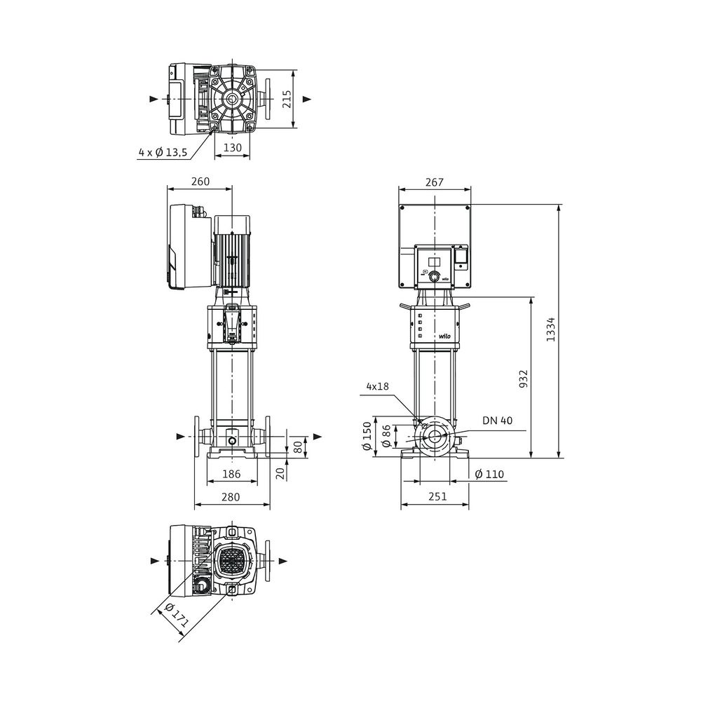 Wilo Helix2.0-VE Hochdruck-Kreiselpumpe 1012-1/25/E/KS/3, DN 40, 7,5kW, 400V, PN 25... WILO-4250817 4062679278902 (Abb. 2)