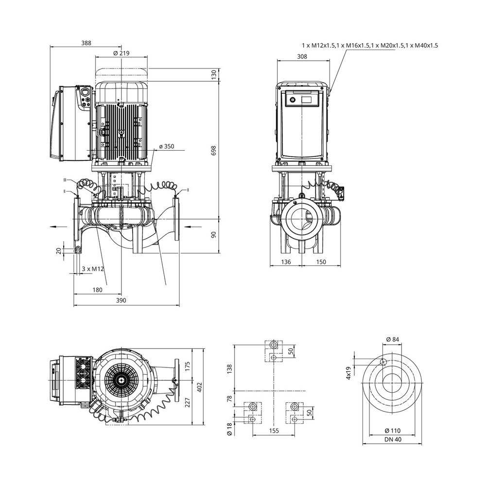 Wilo Stratos GIGA Trockenläufer-Hocheffizienz-Einzelpumpe 40/5-64/11-R1-S1, 400V, DN 40, ... WILO-2231565 4062679354347 (Abb. 2)