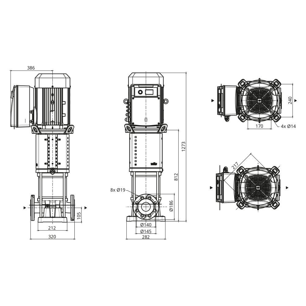 Wilo Helix VE Hochdruck-Kreiselpumpe 3604-1/16/E/KS/3, DN 65, 11,0kW, 400V, PN 16... WILO-4257243 4062679277264 (Abb. 2)
