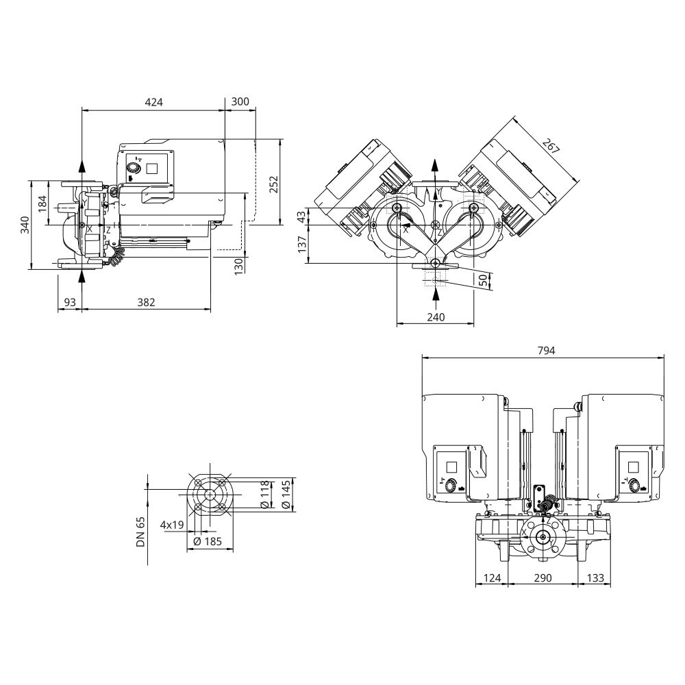 Wilo Yonos GIGA2.0-D Trockenläufer-Hocheffizienz-Doppelpumpe 65/1-16/3,0, 400V, DN 65, PN... WILO-2205886 4062679110134 (Abb. 2)