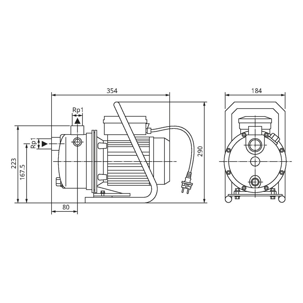 Wilo Jet Hochdruck-Kreiselpumpe WJ 202, 0,55kW, 230V, G 1", PN 10... WILO-4262912 4062679329093 (Abb. 2)