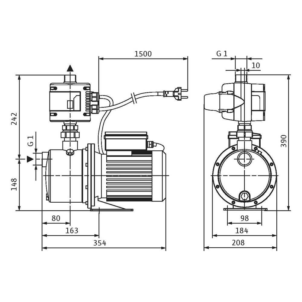 Wilo Jet Hochdruck-Kreiselpumpe FWJ 202, 0,55kW, 230V, G 1", PN 10... WILO-4265609 4062679372556 (Abb. 2)