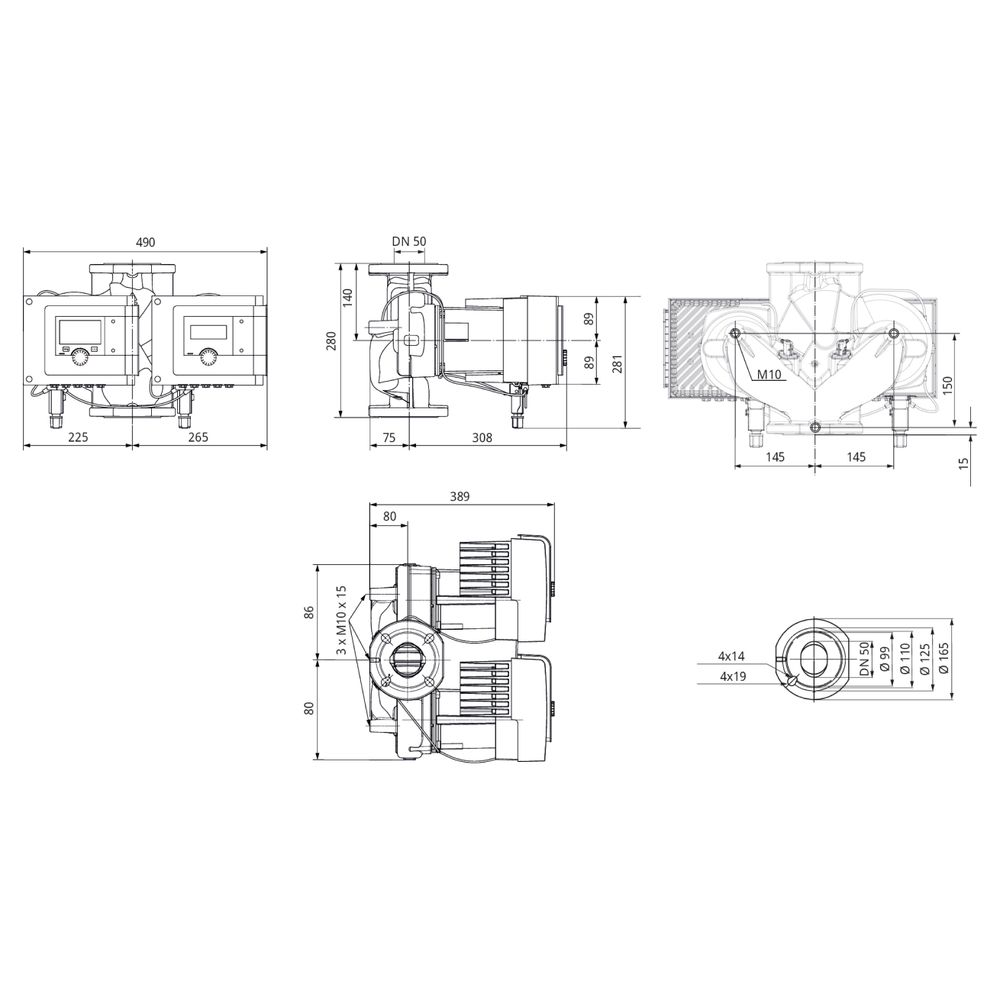 Wilo Stratos MAXO-D Nassläufer-Premium-Smart-Doppelpumpe 50/0,5-9, 456W, 230V, DN 50, PN ... WILO-2186231 4048482782331 (Abb. 2)
