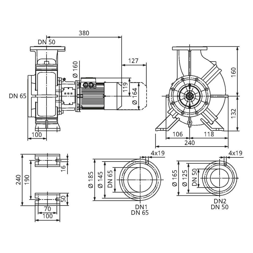 Wilo Atmos GIGA B Trockenläufer-Blockpumpe 50/95-0,37/4, 400V, DN 65/50, PN 16, 370W... WILO-9126719 4048482862163 (Abb. 2)