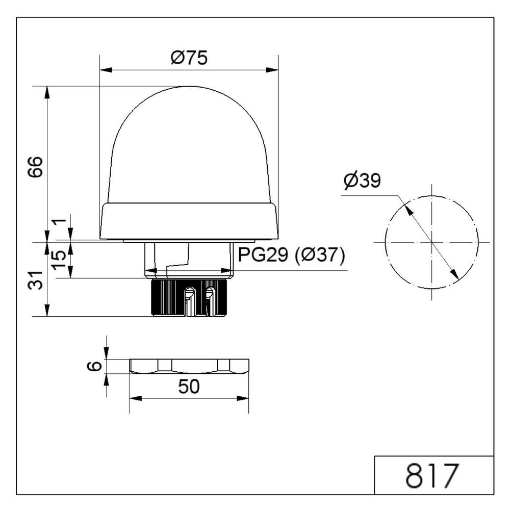 Wilo Alarmmelder Anbaublitzlicht 230V für Schaltschrank, 230V... WILO-2510429 4016322528609 (Abb. 2)