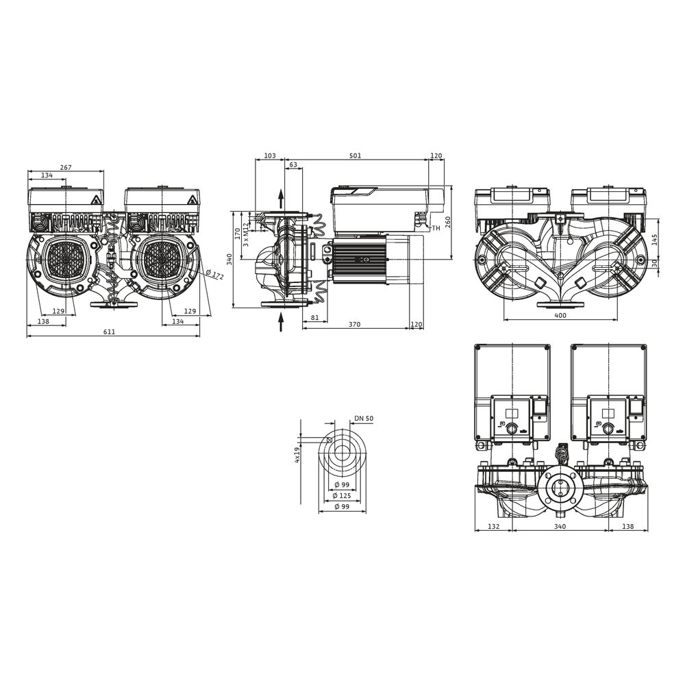 Wilo Yonos GIGA2.0-D Trockenläufer-Hocheffizienz-Doppelpumpe 50/1-39/7,5, 400V, DN 50, PN... WILO-2234728 4062679395388 (Abb. 2)