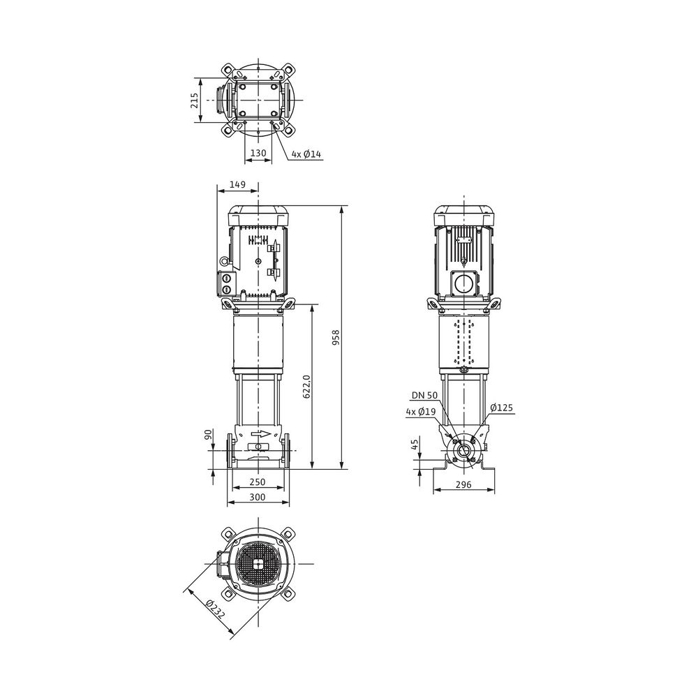 Wilo Hochdruck-Kreiselpumpe Helix V1605-1/25/E/KS/400-50 DN50 4kW... WILO-4141149 4048482078533 (Abb. 2)