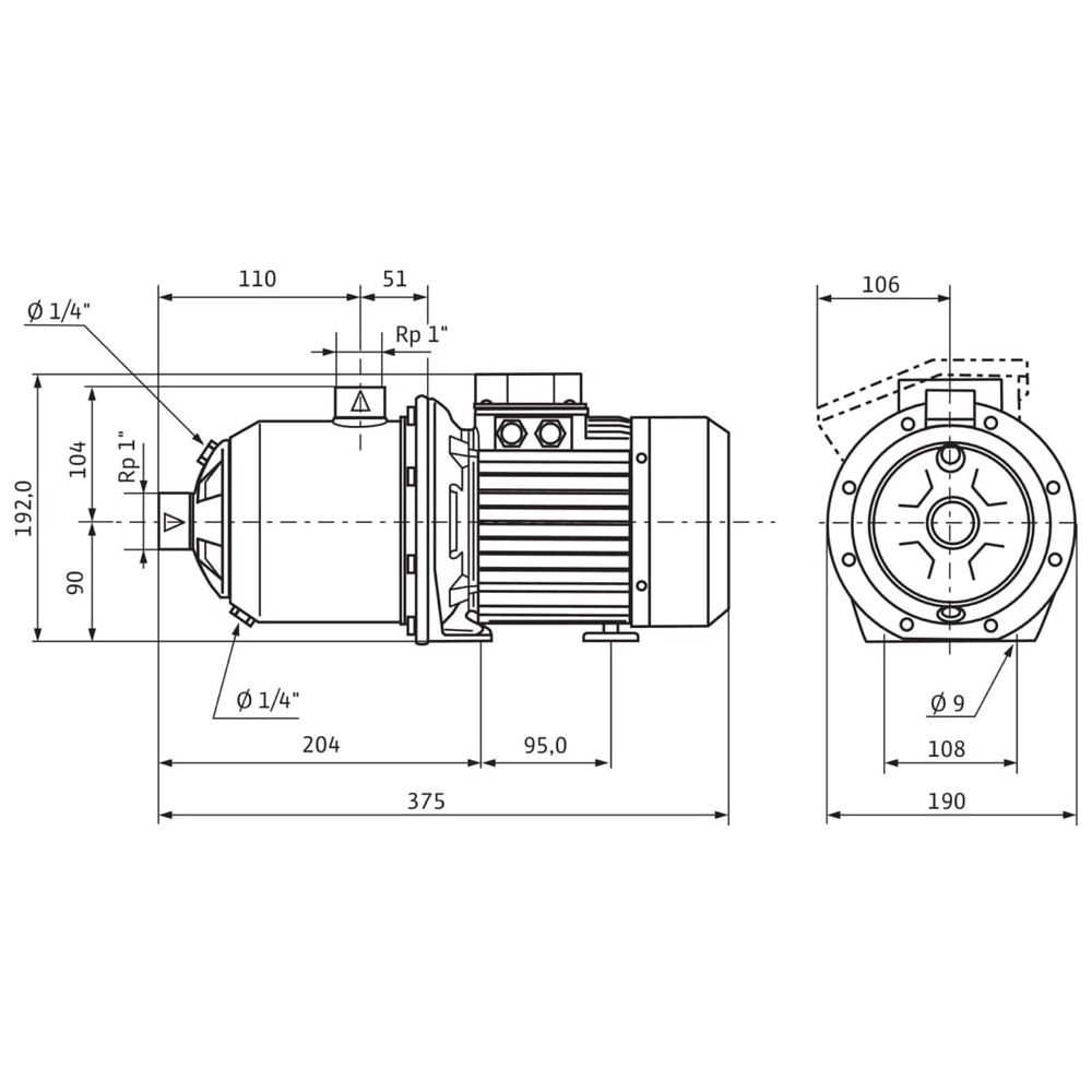 Wilo Hochdruck-Kreiselpumpe Economy MHI 202-1/E/3-400-50-2, G1/G1, 0 ...