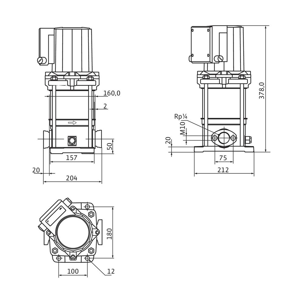 Wilo Multivert MVIS Hochdruck-Kreiselpumpe 402-1/16/K, 0,45kW, 400V, G 1 1/4", PN 16... WILO-2009042 4016322311386 (Abb. 2)