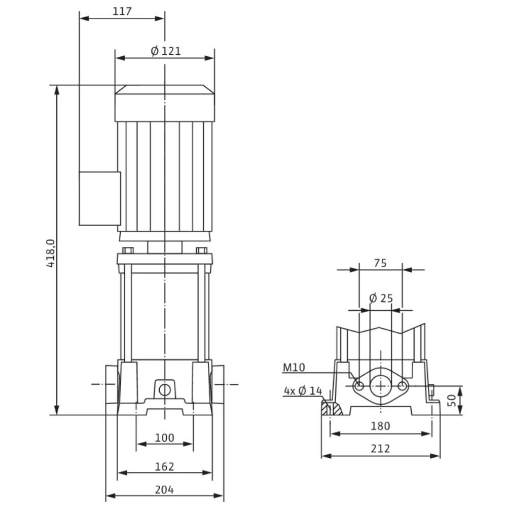 Wilo Hochdruck-Kreiselpumpe MVIL 102-16/E/1-230-50-2, DN32, 0.55kW... WILO-4087791  (Abb. 3)