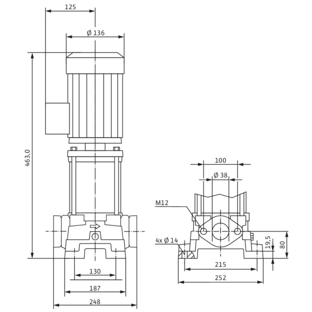 Wilo Hochdruck-Kreiselpumpe MVIL 902-16/E/1-230-50-2, DN50, 0.75kW... WILO-4087843  (Abb. 3)