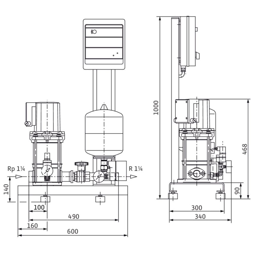 Wilo Einzelpumpenanlage Economy CO-1 MVIS 203/ERPN6, Rp 1 1/4" / R 1 1/4", 0.45kW... WILO-2504167  (Abb. 3)