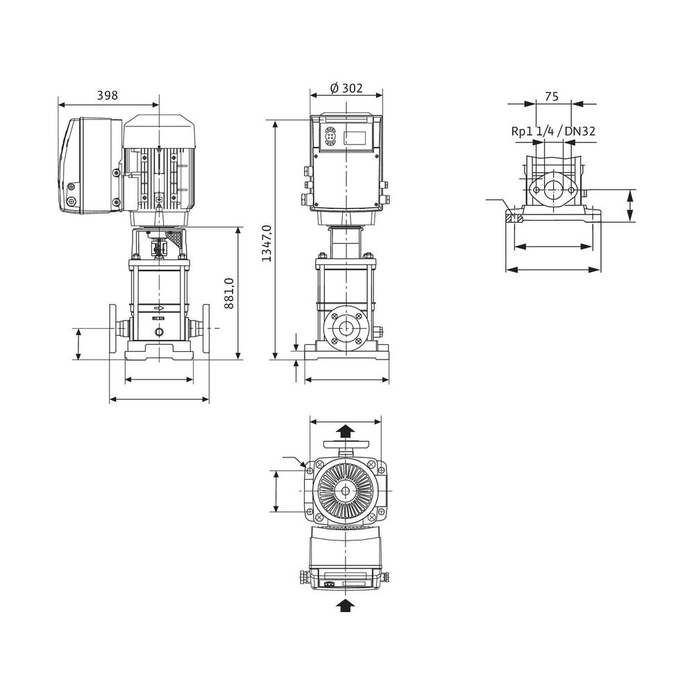 Wilo Hochdruck-Kreiselpumpe MVIE 9503/2-3/16/E/3-2-2G DN100 22kW... WILO-4166174 4048482229812 (Abb. 2)