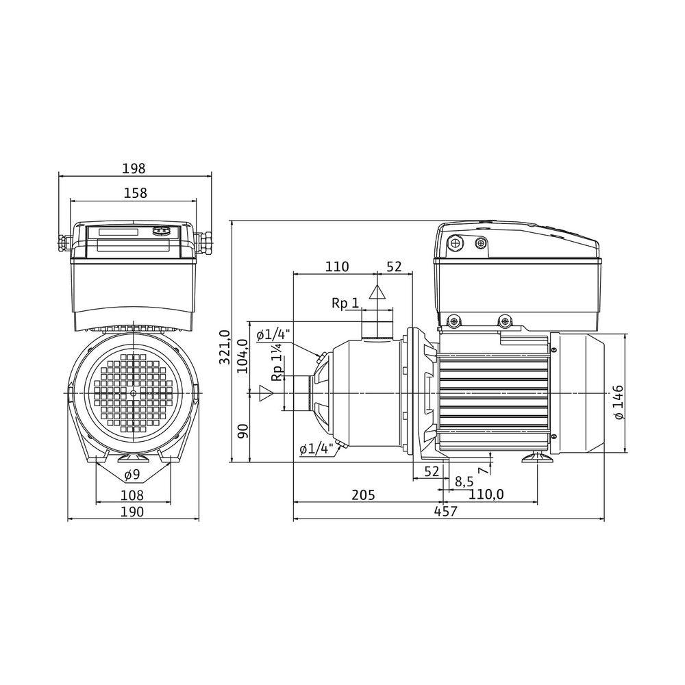 Wilo Hochdruck-Kreiselpumpe Economy MHIE 403N-2/V/3-2-2G G11/4/G1 1,1kW... WILO-4148413 4048482137230 (Abb. 2)