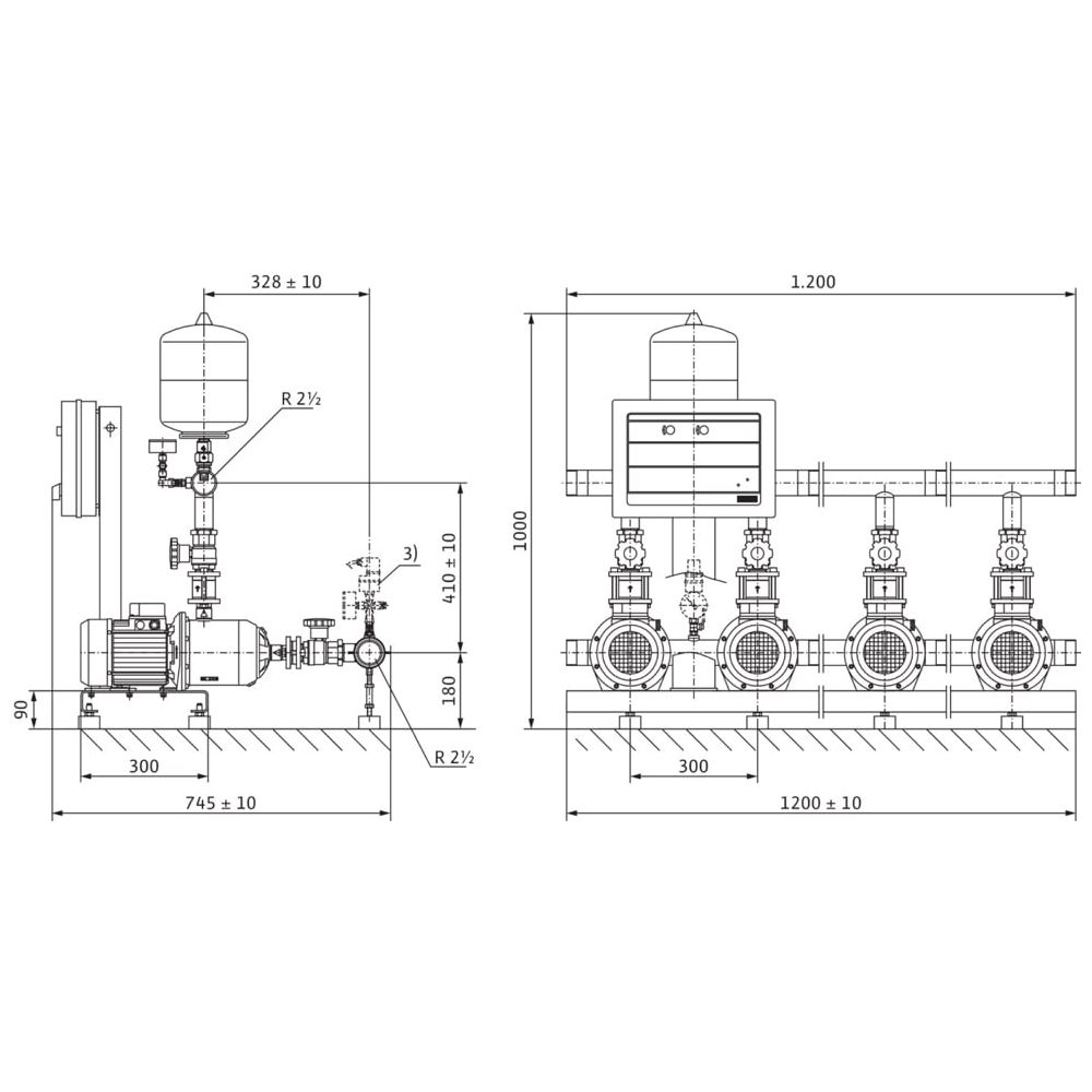 Wilo Mehrpumpenanlage Economy CO-4 MHI 402/ER, R 2 1/2" / R 2 1/2", 230/400V... WILO-2520802  (Abb. 3)