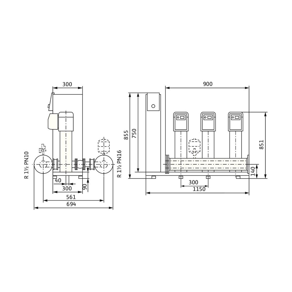 Wilo Mehrpumpenanlage SiBoost Smart 3 Helix VE208 1,1kW... WILO-2541590 4048482405704 (Abb. 2)