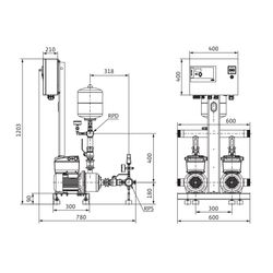 Wilo multi-pump system Comfort-Vario COR-2MHIE403EM/ECe, Rp 1 1/4", 1.1kW... WILO-2551682 4048482943473 (Abb. 1)