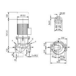 Wilo Trockenläufer-Standard-Einzelpumpe IL 80/315-15/4 DN80 15kW... WILO-2157048 4048482690001 (Abb. 1)