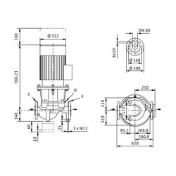 Wilo Trockenläufer-Standard-Einzelpumpe IL 80/305-7,5/4 DN80 7,5kW... WILO-2157051 4048482690032 (Abb. 1)