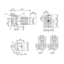 Wilo Trockenläufer-Blockpumpe BL32/170-0,75/4 DN50/DN32 750W... WILO-2121071 4048482221243 (Abb. 1)