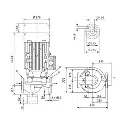Wilo Trockenläufer-Standard-Einzelpumpe IPL 65/165-5,5/2, 3x400V 5,5kW... WILO-2121225 4048482214962 (Abb. 1)