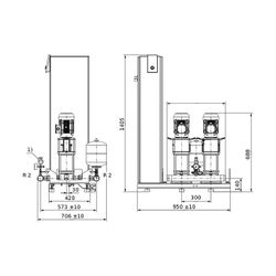 Wilo Mehrpumpenanlage SiBoost Smart FC2 Helix V603 550W... WILO-2536033 4048482224152 (Abb. 1)