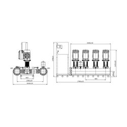Wilo Comfort-Vario COR-4 Mehrpumpenanlage MVIE 7003/1/SCe, 15,0kW, 400V, DN 200, PN 16... WILO-2552089 4048482968605 (Abb. 1)