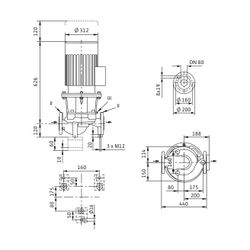 Wilo Atmos GIGA I Trockenläufer-Standard-Einzelpumpe 80/120-7,5/2, 400V, DN 80, PN 16, 7,... WILO-2222608 4062679256818 (Abb. 1)