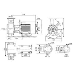Wilo Atmos GIGA B Trockenläufer-Blockpumpe 125/400-90/4-S1, 400V, DN 150/125, PN 16, 90kW... WILO-2227561 4062679315645 (Abb. 1)