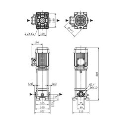 Wilo Medana Hochdruck-Kreiselpumpe CV1-L.609-1/E/G/16O, 5,5kW, 3x460V, G 1 1/4", PN 16... WILO-4239890 4062679032597 (Abb. 1)
