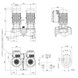 Wilo CronoTwin DL-E Trockenläufer-Energiespar-Doppelpumpe 80/160-22/2, 400V, DN 80, PN 16... WILO-2226324 4062679358123 (Abb. 1)