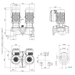 Wilo CronoTwin DL-E Trockenläufer-Energiespar-Doppelpumpe 200/230-18,5/4-R1-S1, 400V, DN ... WILO-2222951 4062679359038 (Abb. 1)