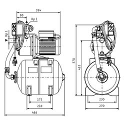 Wilo Jet Hochdruck-Kreiselpumpe mehrstufig HWJ 20 L 202, 0,55kW, 230V, G 1" / Rp 1", PN 6... WILO-4265550 4062679371832 (Abb. 1)