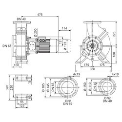 Wilo Atmos GIGA B Trockenläufer-Blockpumpe 40/230-1,5/4, 400V, DN 65/40, PN 16, 1,5kW... WILO-2213861 4062679165776 (Abb. 1)